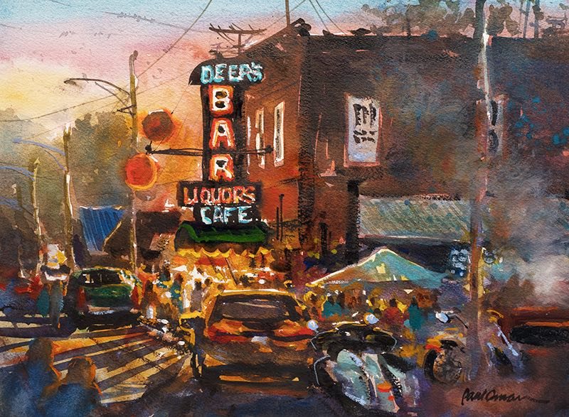 Small Town Friday Night – giclée print of the painting by Paul Oman